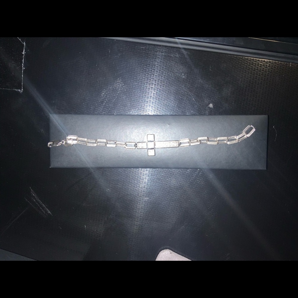 Sterling Silver Diamond Cross Bracelet